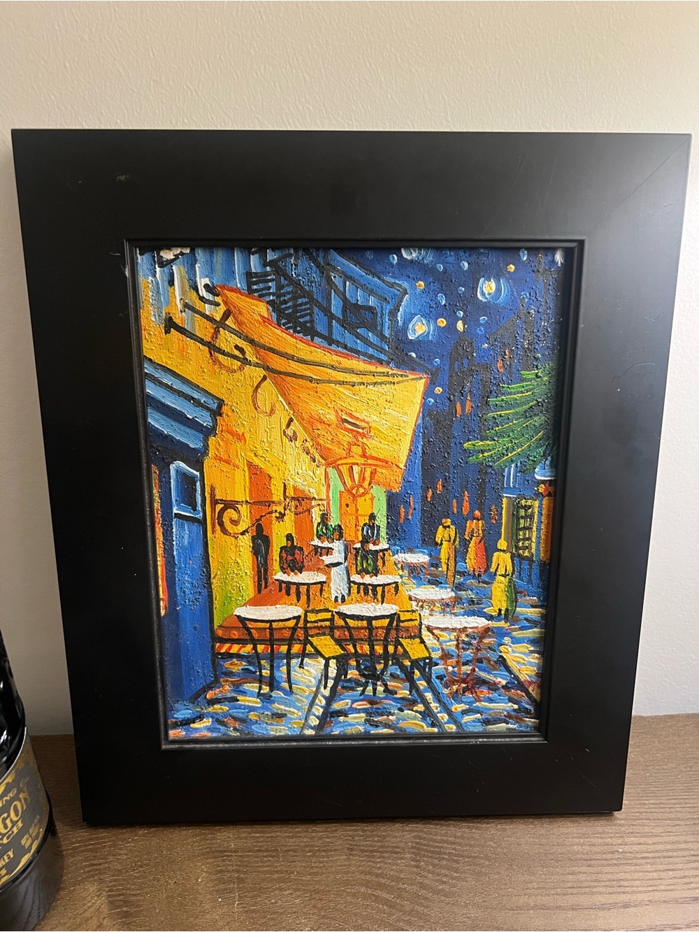 Source Unknown Framed Café Night Scene - Blue & Yellow & Orange